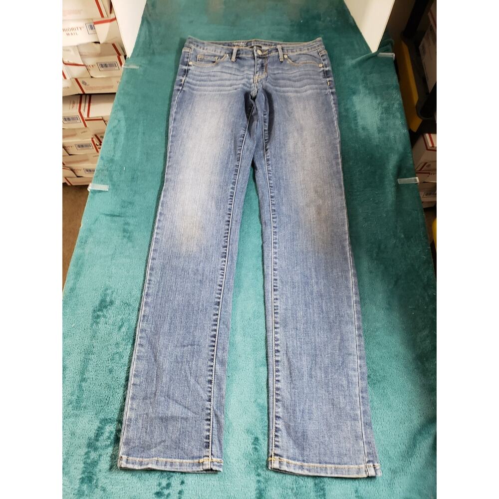 Mossimo Jeans Size 6 Long Women Blue Denim Stretch Pants Mid Rise Straight - Picture 2 of 12
